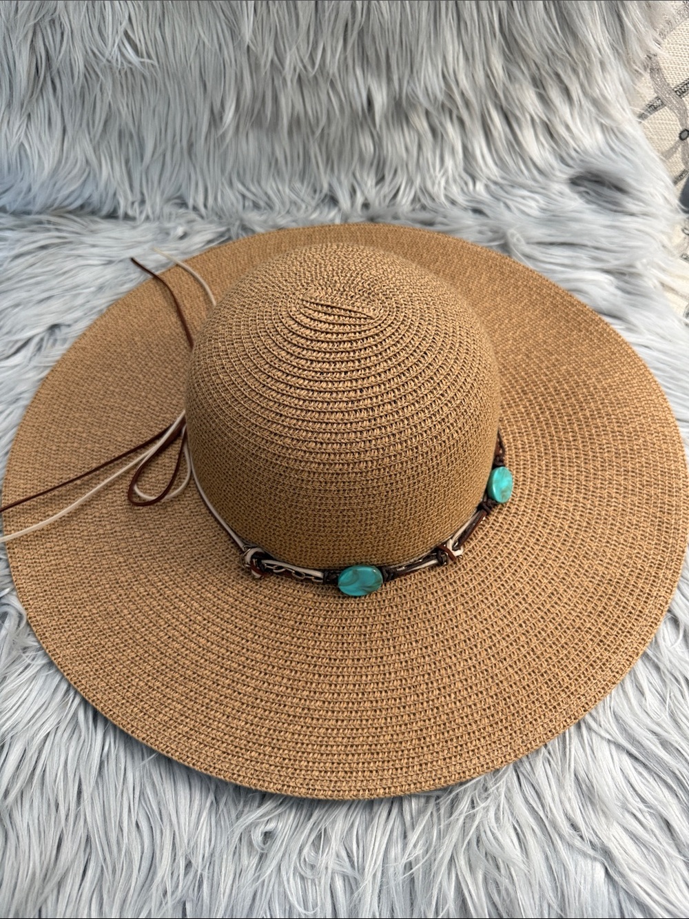 Wide Brim Tan Sun Hat with Headband
